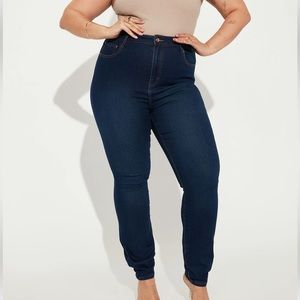 Fashion Nova Flex Game Strong Super High Rise Skinny Jeans-Dark blue Wash Sz 15